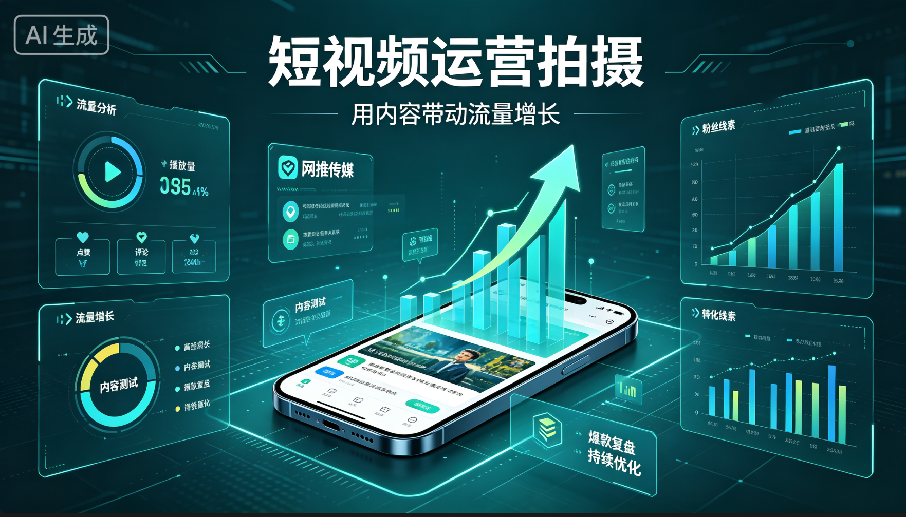 短视频运营宣传图 - 展示短视频内容策划与拍摄场景